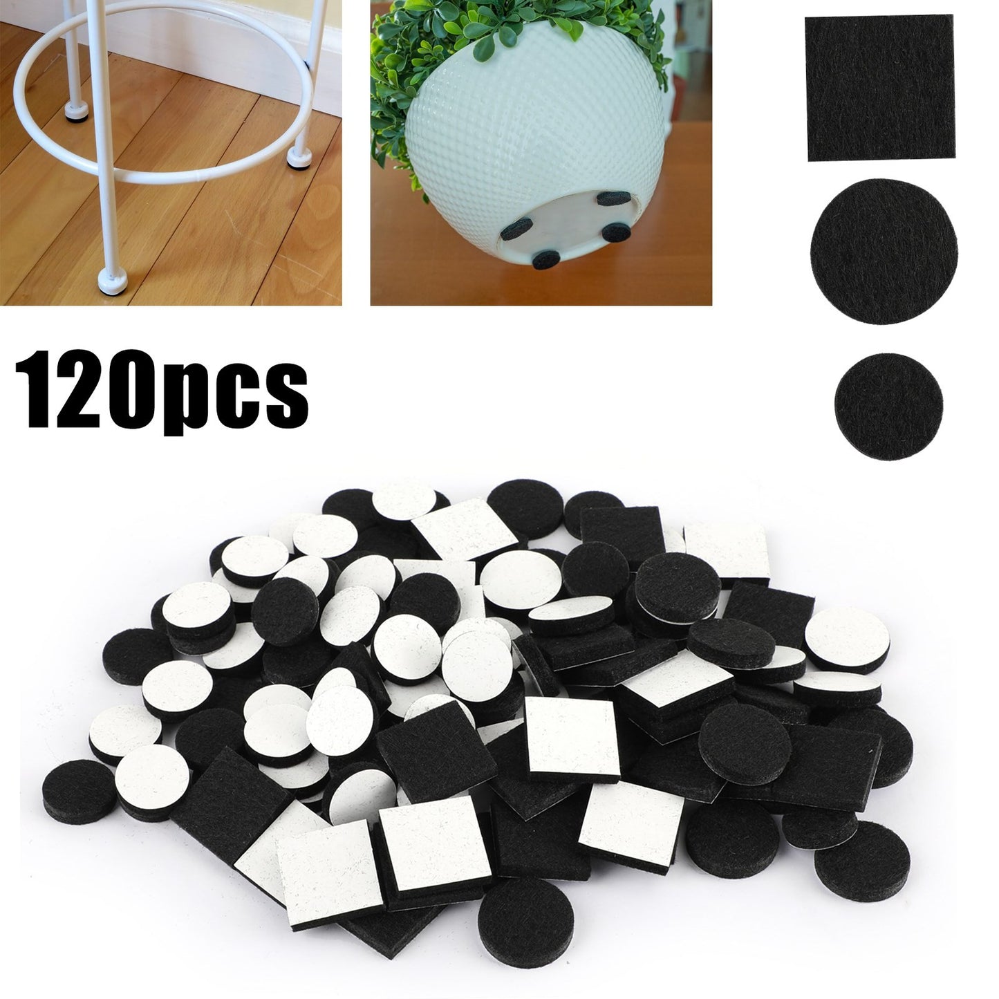 ??120Pcs Felt Furniture Pads-Heavy Duty Self Stick-No Scratch Set of 120