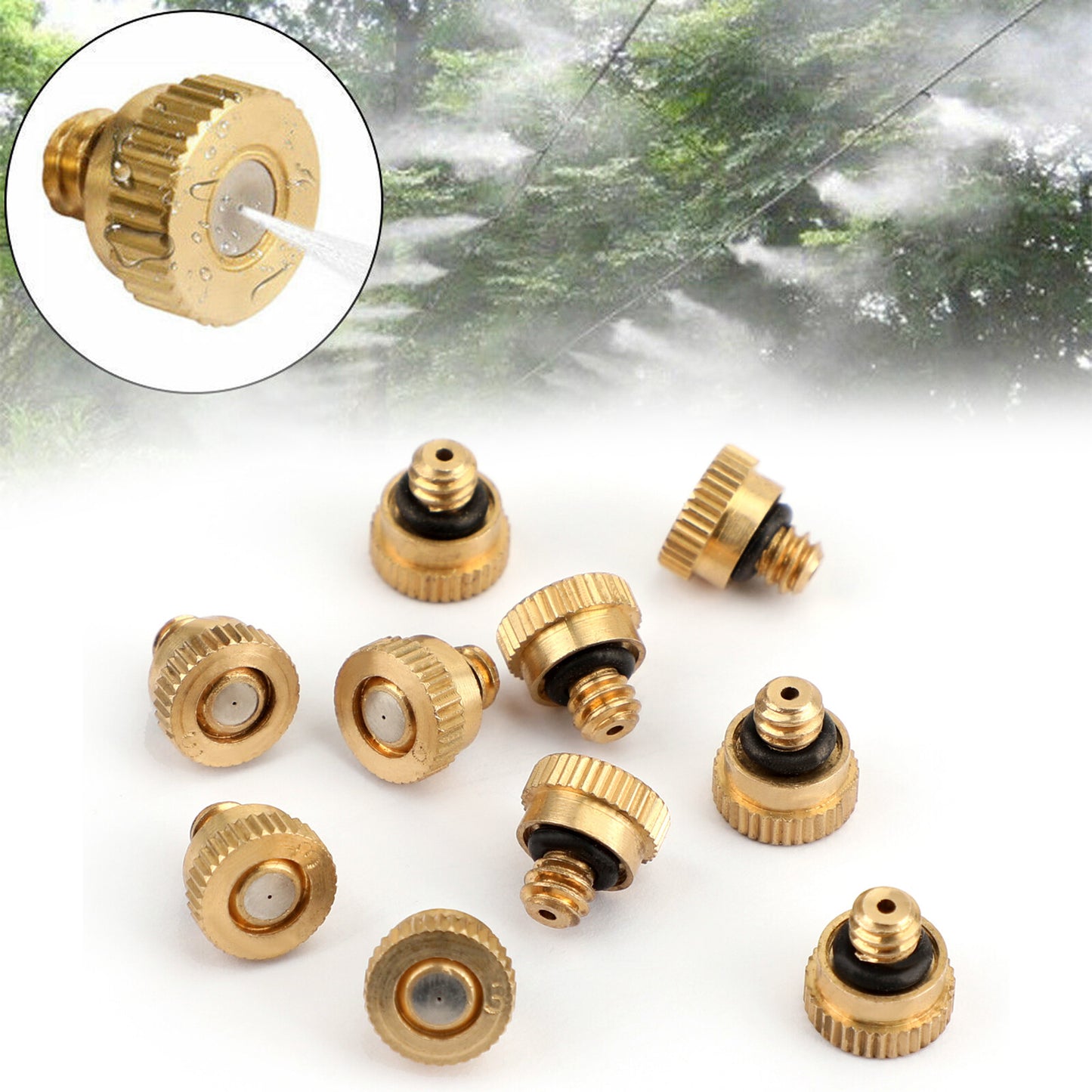 20X Brass Misting Nozzles Water Mister Sprinkle For Cooling System 0.024" 10/24
