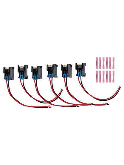 6PCS Fuel Injector Connector Pigtail Plug Wiring Harness Fit Ford Fit Chevy