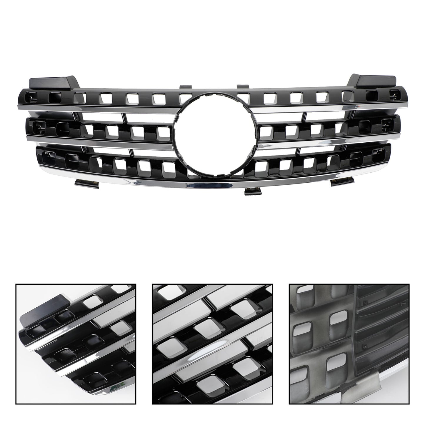 Front Bumper Grille Grill Fit Mercedes ML-Class W164 2005-2008 Chrome/Black