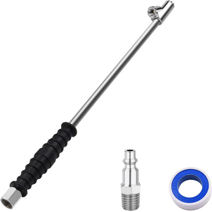Dual Head Air Chuck 1/4" FNPT Straight Foot Lock On Truck RV Tire Inflate Chuck