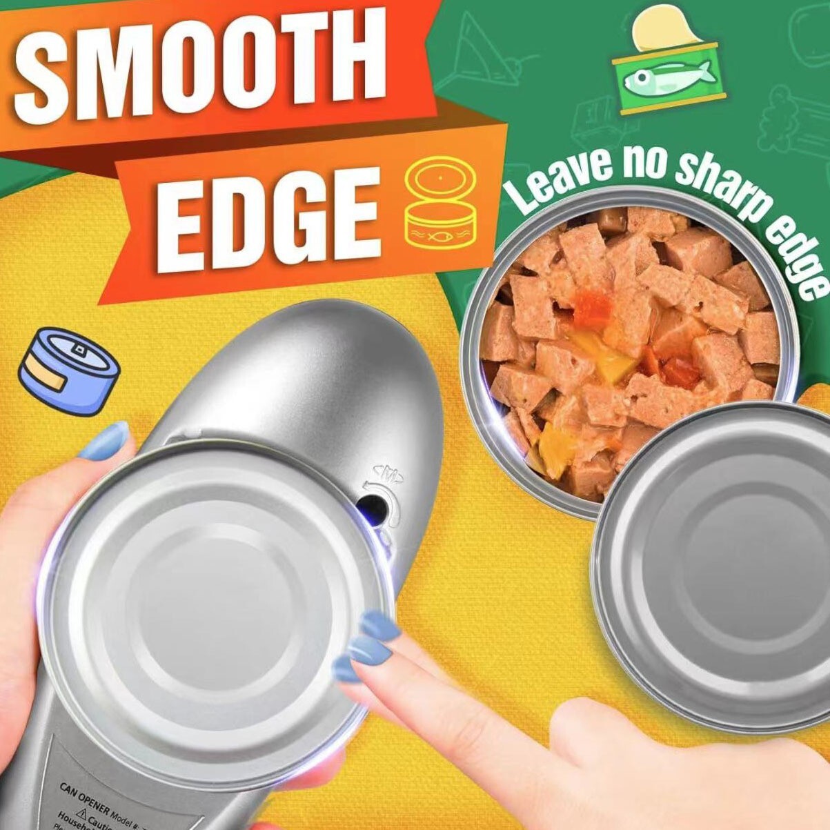 Electric Can Opener Automatic Cutting Smooth Edge Stainless Steel Kitchen Gadget