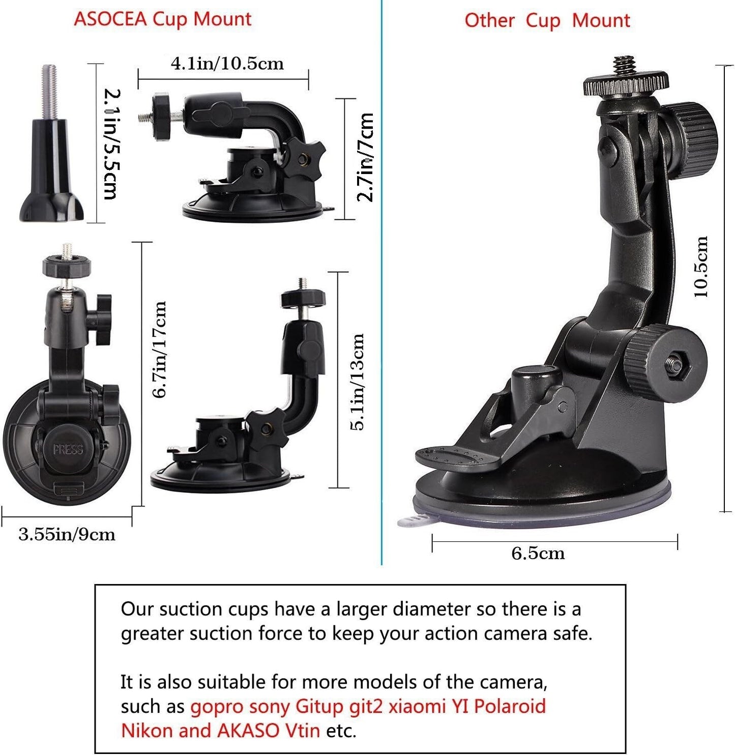 Car Window Holder Suction Cup Mount Windshield for GoPro Hero DSLR Nikon Camera