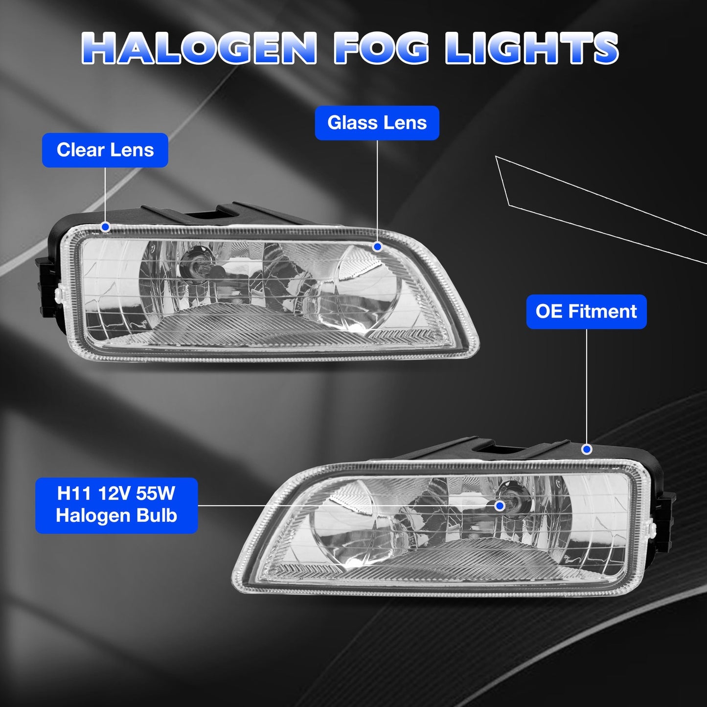 Front Fog Headlight Lamp w/ Bulbs & Harness Kit For 03-07 Honda Accord 4-Door