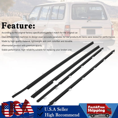 4pcs Outer Weatherstrip Door Belt Seal For Toyota Land Cruiser FJ80 HDJ81 90-98