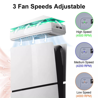 Top Cooling Fan for PlayStation 5 PS5 Slim Game Console Dustproof Cooler System