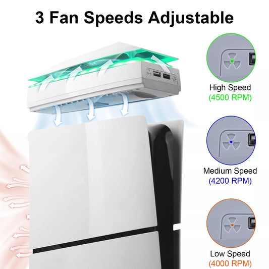 Top Cooling Fan for PlayStation 5 PS5 Slim Game Console Dustproof Cooler System