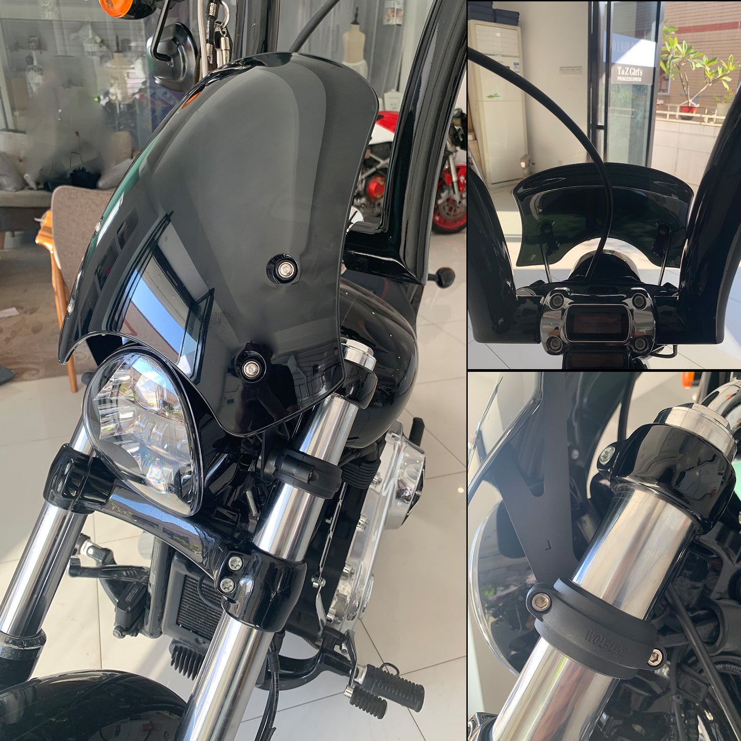 ABS Motorcycle Windscreen Windshield For Dyna Softail Models Black New