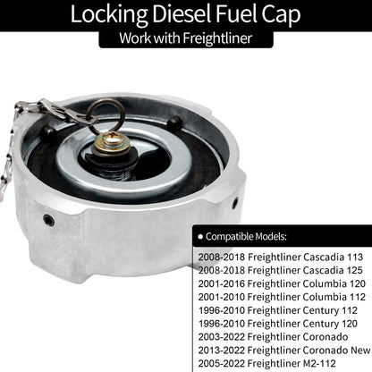 2x Locking Diesel Fuel Cap for 96-18 Freightliner Cascadia Columbia 03-37017-002