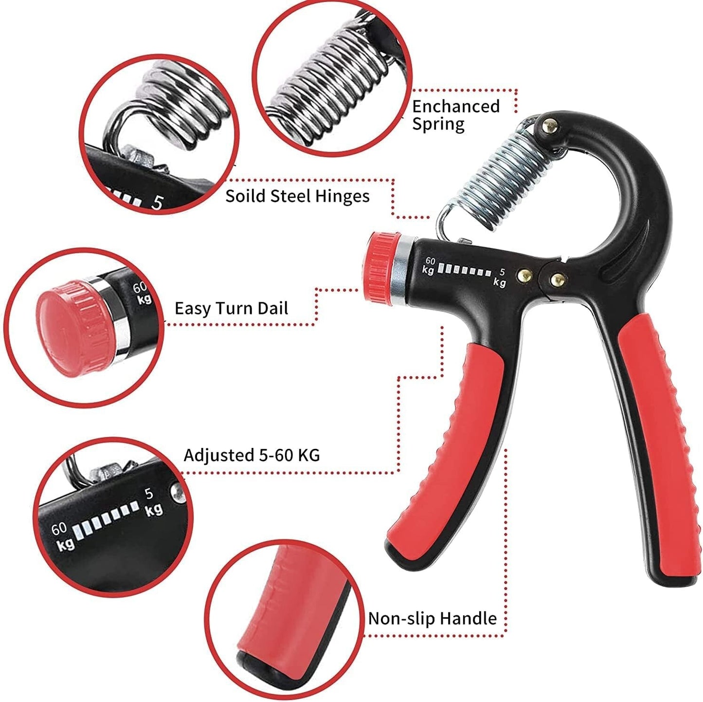 2 Hand Grip Strengthener Power Trainer Gripper Adjustable Gym Exerciser Strength