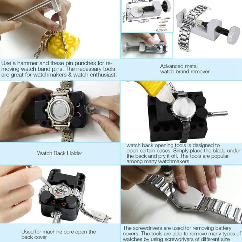 Professional Watch Repair Kit Watchmaker Back Case Opener Link Pin Spring Bar US
