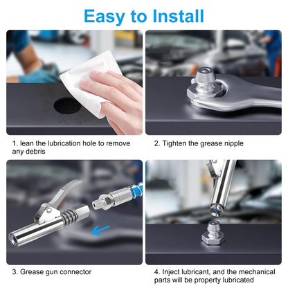 61PCS Heavy Duty Grease Gun Coupler Kit w/ M6 M8 M10 Zerk Fittings for Machinery