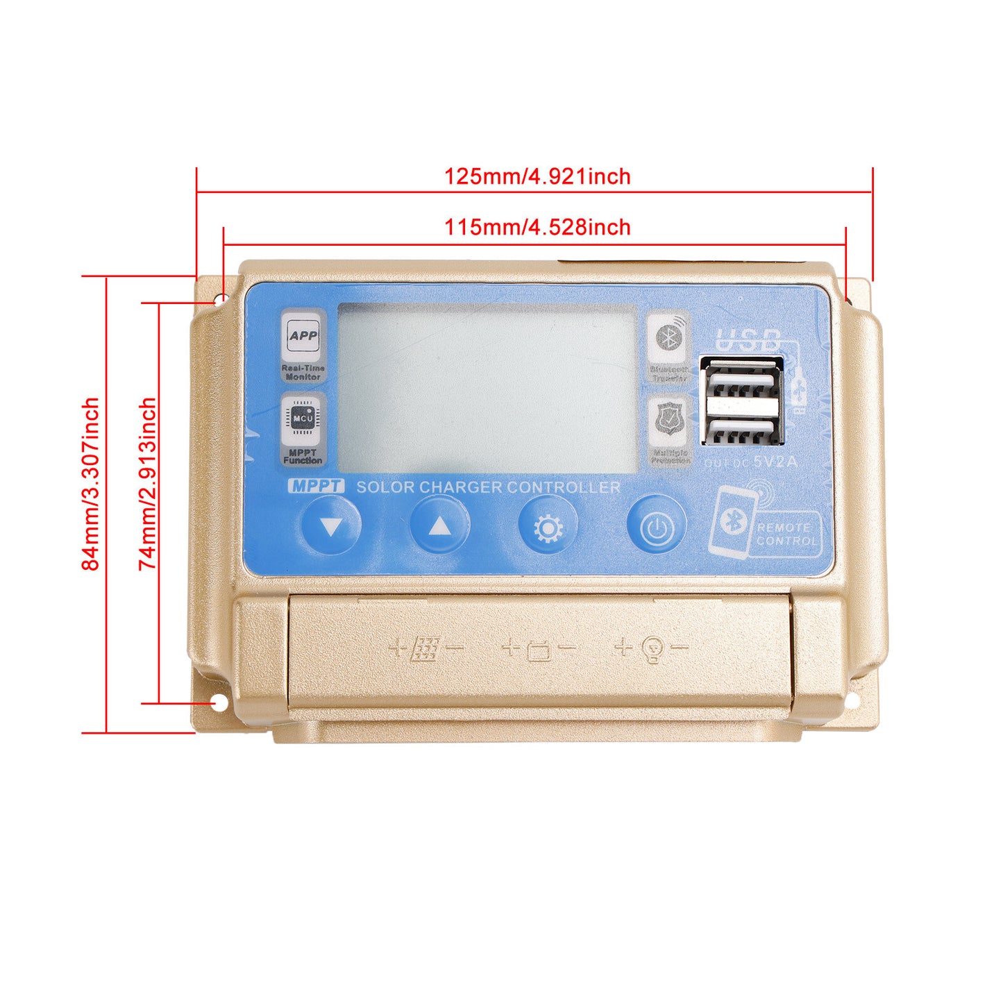 50A MPPT Bluetooth Solar Charge Controller Charger 12V/24V Battery Gold