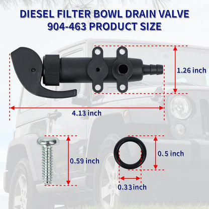 Fuel Filter Bowl Drain Valve for 00-01 Dodge Ram 5.9L Cummins Diesel