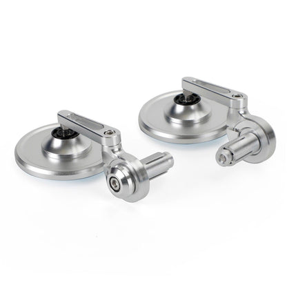 Pair Rear View Round BAR End Mirror 7/8"-1" Handleba Silver Aluminum Universal