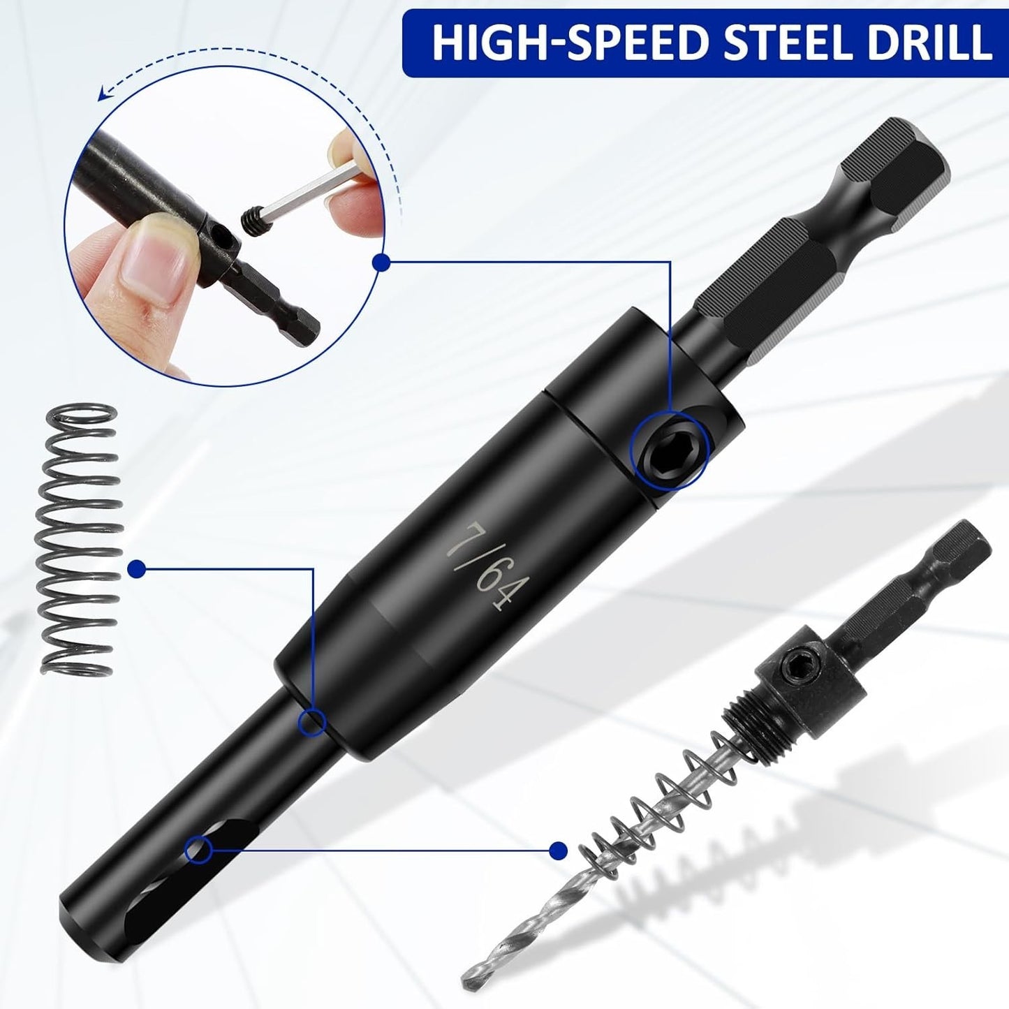 6pcs Carbon Steel Self Centering Drill Bit Set Hex Shank Hinge Drilling Tool
