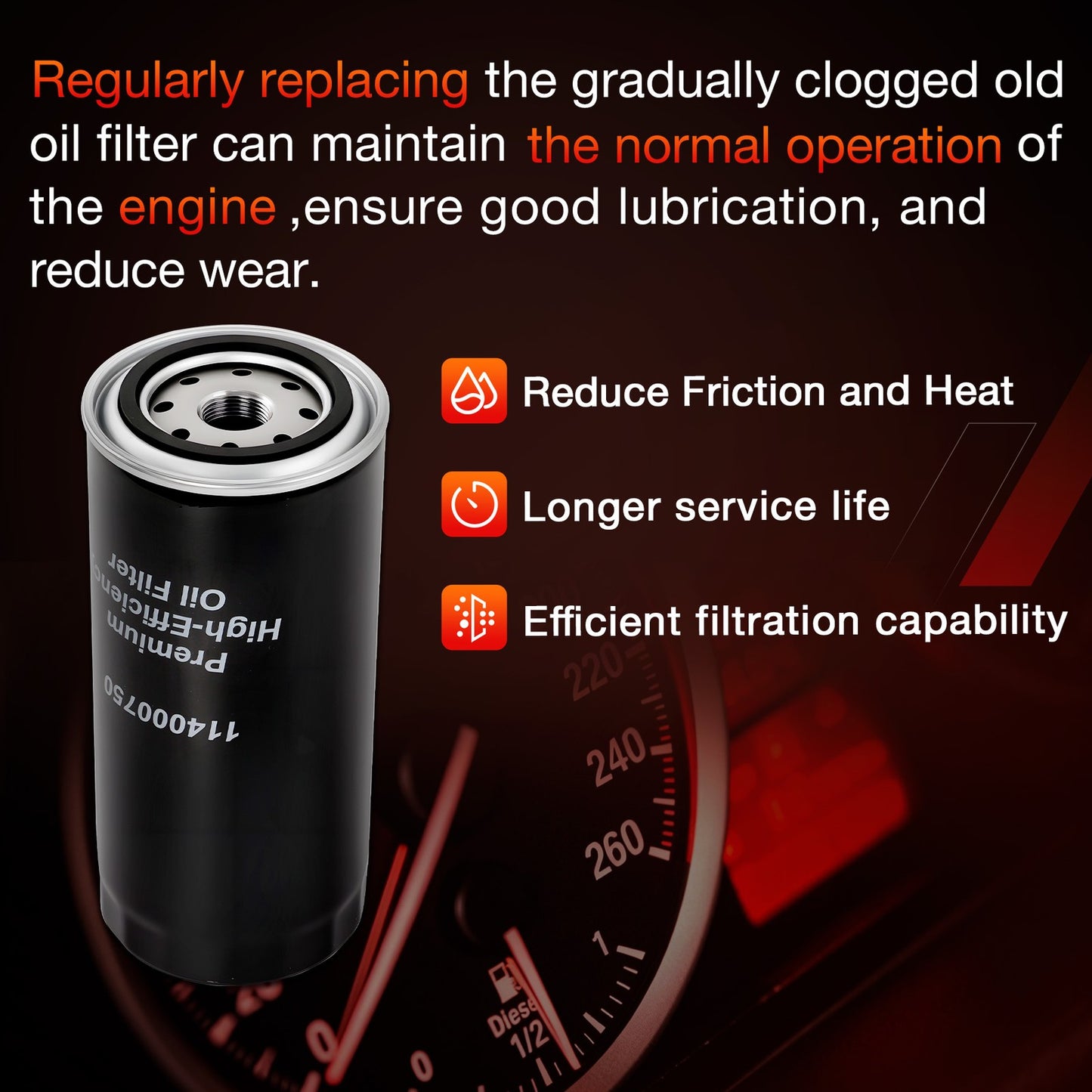 114000750 Oil Filter Fit 2020+ GM Chevy CMC 6.6L Duramax L5P Engine Oil Filter