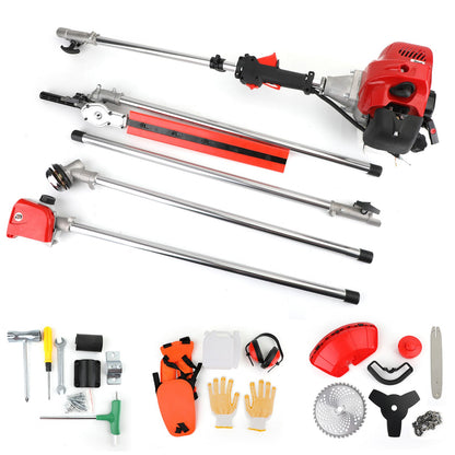 ??5 in 1 52cc Petrol Hedge Trimmer Chainsaw Brush Cutter Poleaw Outdoor Tools