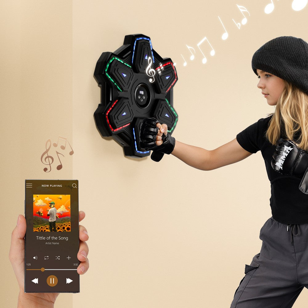 Colorful LED Music Punching Machine with Gloves – Bluetooth Boxing Trainer