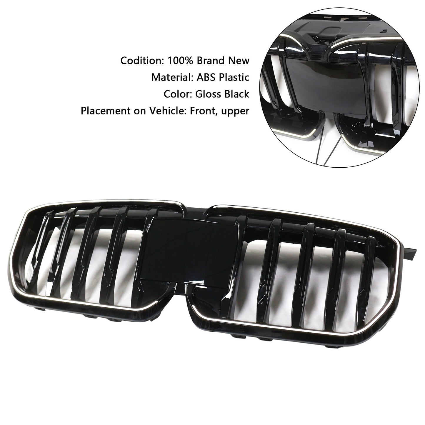 Gloss Black Front Bumper Kidney Grill Grille Fit BMW X1 U11 U12 2023-2024