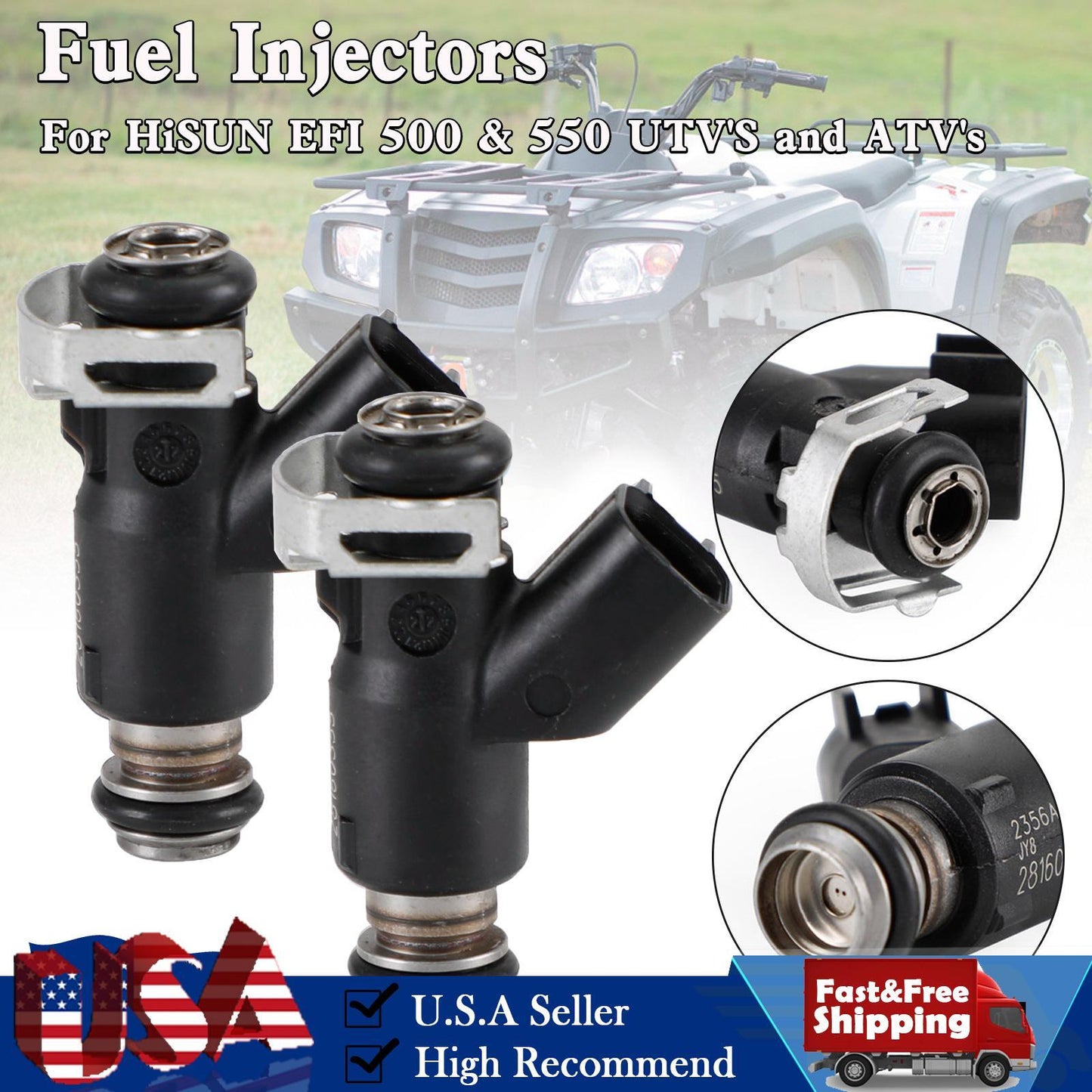 2PCS 28160355 Fuel Injector 16400-004C-0000 Fits HiSun EFI UTV550 MSU500 HS500