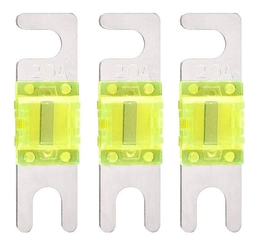 Solid Spare Mini ANL Fuse 20A 20 Amp 32V AFS Fuses For Auto Marine Stereo Audio Video 3 Pack