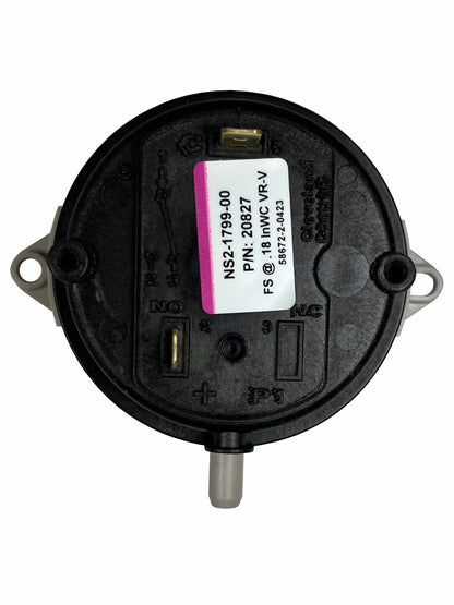 Solid Spare NBK 20827 Furnace Exhaust Air Pressure Switch .18 Fits Carrier HK06WC061