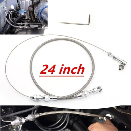 24" THROTTLE CABLE BRAIDED STAINLESS STEEL UNIVERSAL ACCELERATOR For FORD, CHEVY