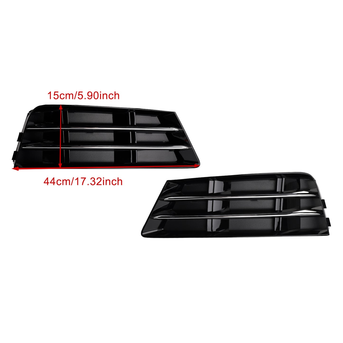 2PCS Front Fog Light Grille Lower Bumper Grill Fit AUDI A4 B9 2016-2018