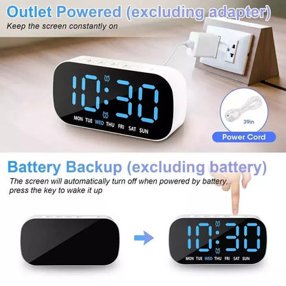 Electric Digital Alarm Clock LED Large Display Battery Backup Snooze Dual Alarm