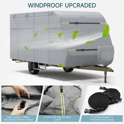 5-Layer Camper RV Cover 27'-30' Travel Trailer Windproof w/ Repair Patches