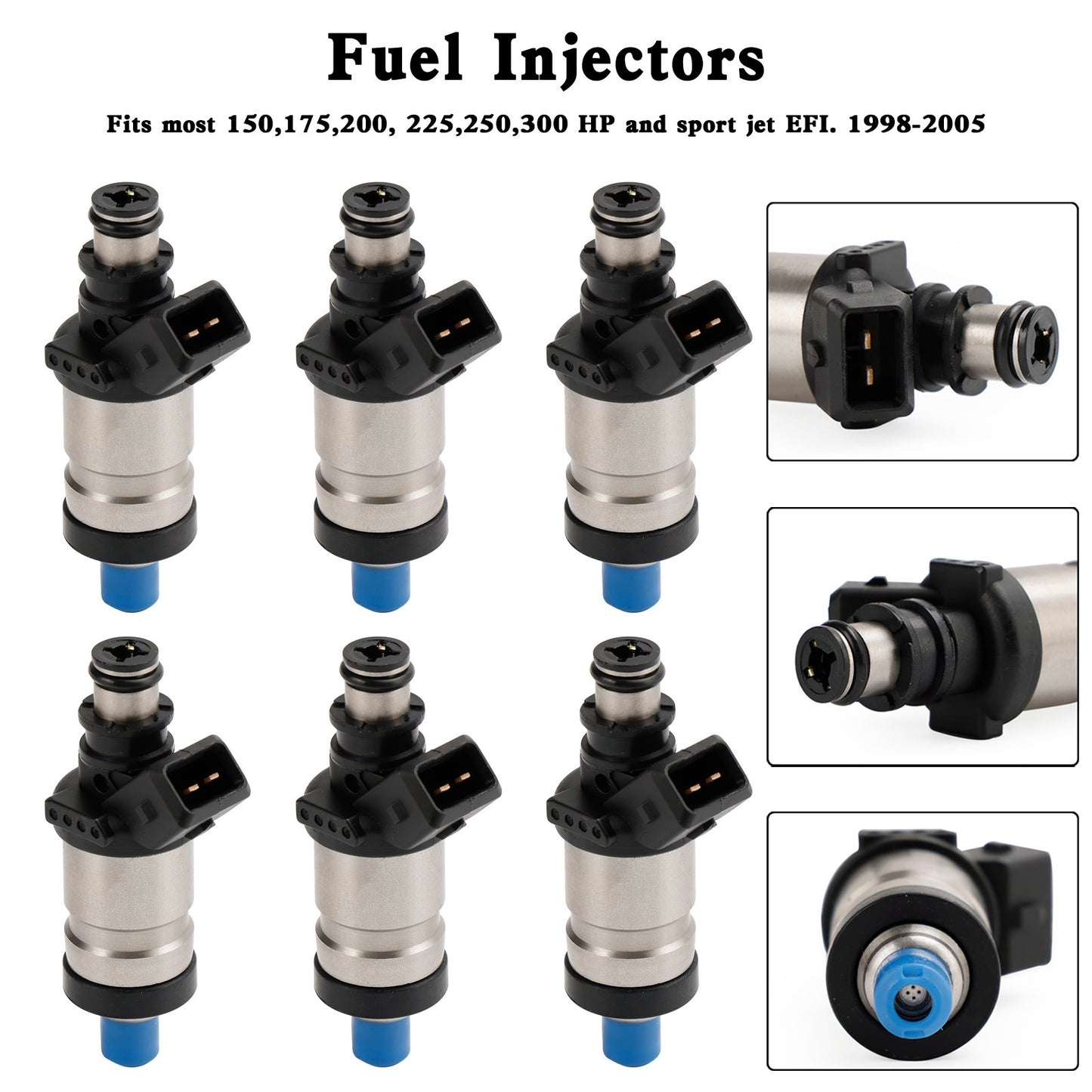 6* 18715T1 Fuel Injectors For Mercury Outboard 150 175 200 225 250 300 HP 98-05