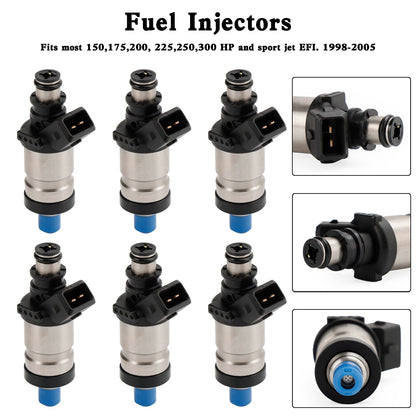 6* 18715T1 Fuel Injectors For Mercury Outboard 150 175 200 225 250 300 HP 98-05