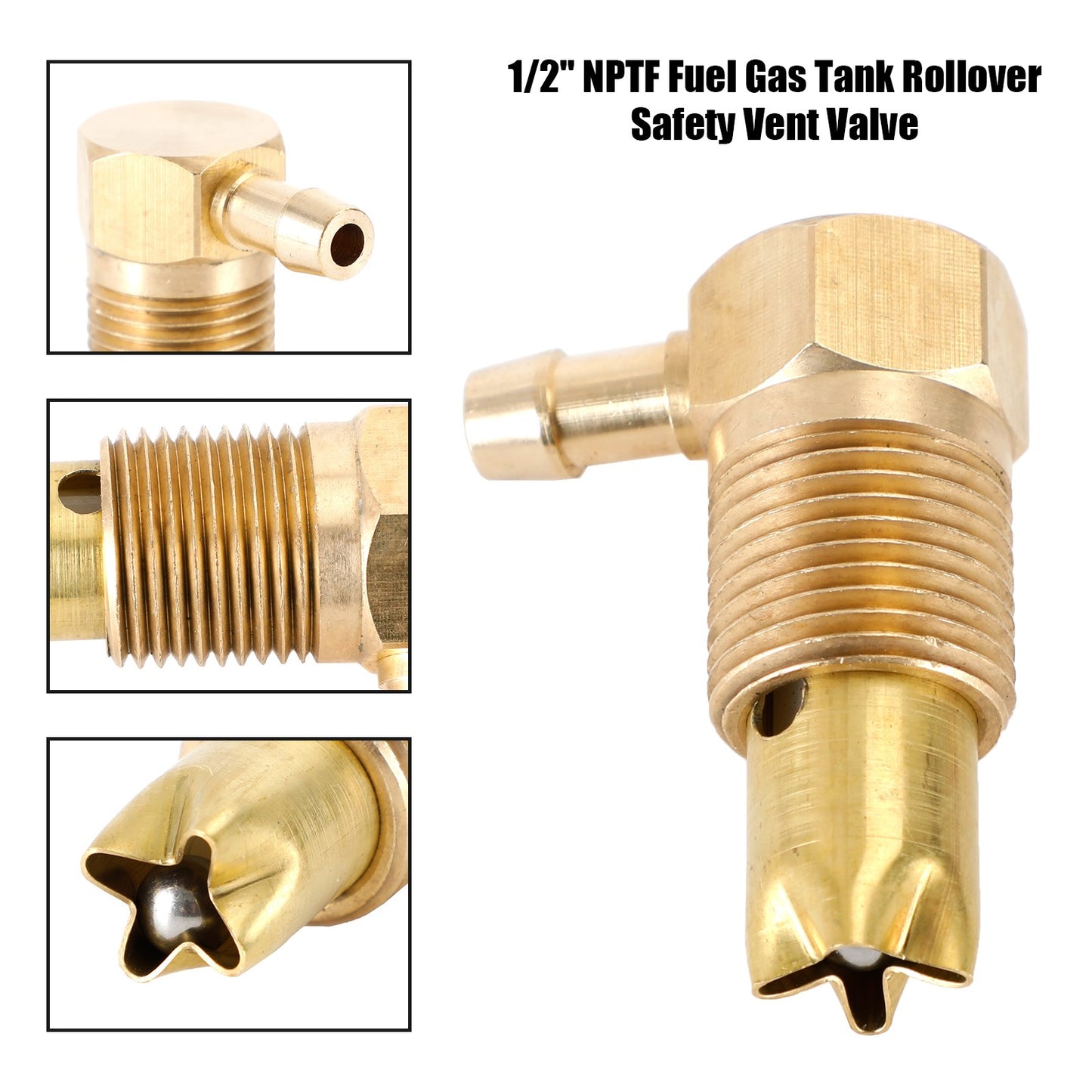 1/2" NPTF Fuel Gas Tank Rollover Safety Vent Valve Assembly 5/16 Hose UE