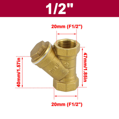 1/2" NPT Thread Y Shaped Brass Strainer Filter Valve Connector For Water Oil