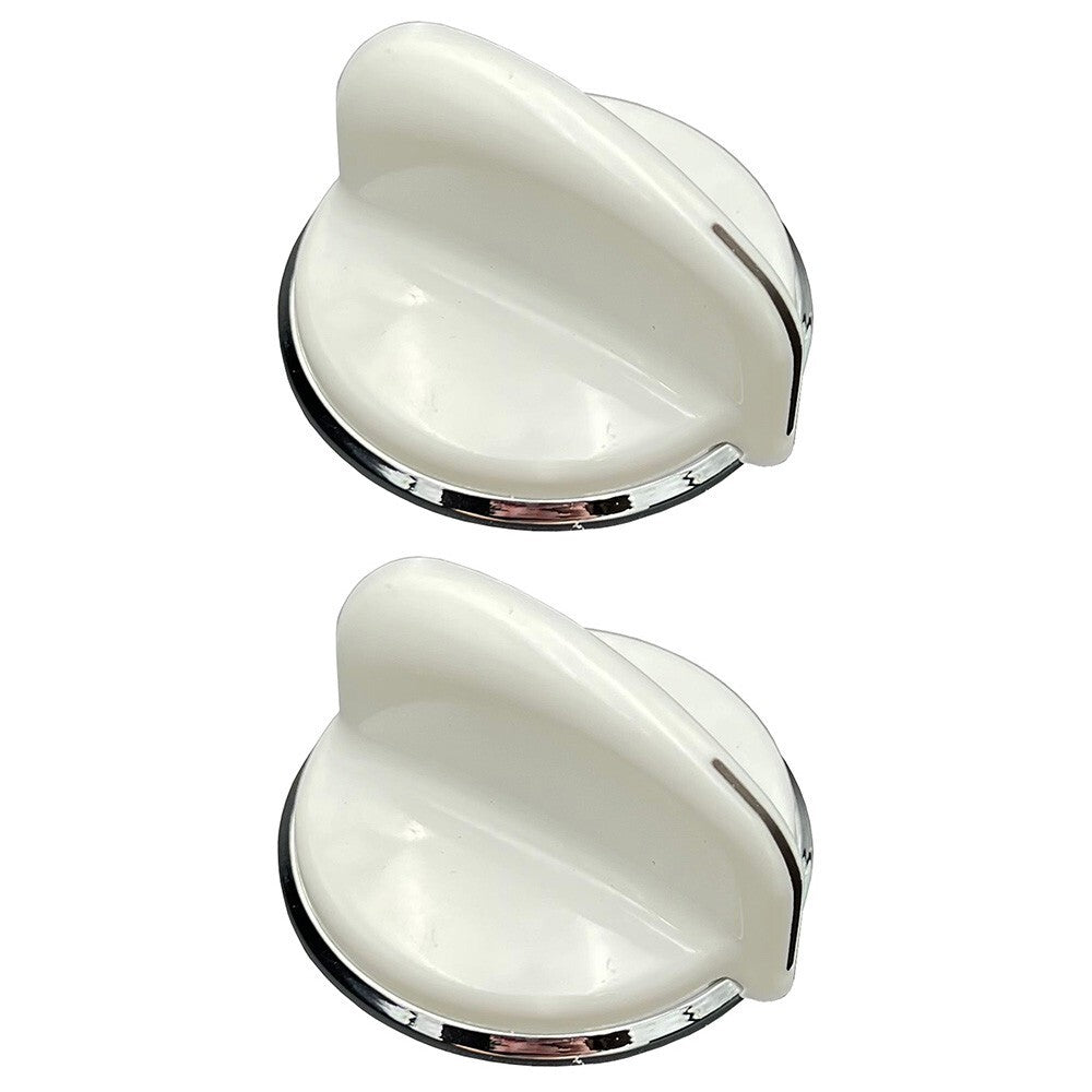 Solid Spare (2) Washer Knob for GE 175D3296P001 White Silver Knob - NEW