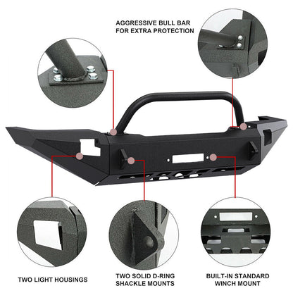 Solid Spare Front Steel Bumper w/ Bull Bar For 97-04 Dodge Dakota Durango 98 99 00 01 02 03