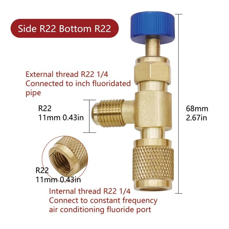 2PCS R410 R22 Refrigerant Service Charging Shut off Adapter Control Valve HVAC
