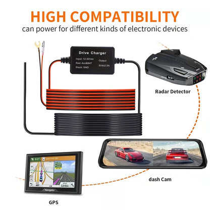 Universal Type C Dash Cam Hardwire Kit Hard Wire Cable Fuse 12-24V to 5V Car DVR