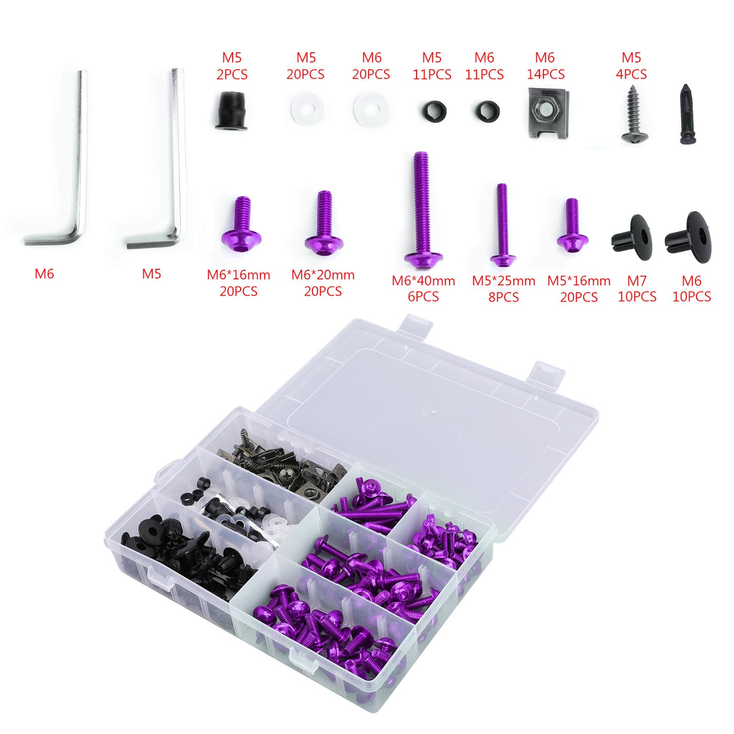 Purple Fairing Bolts Screws Bodywork Kit For Yamaha YZF R6 R1 R3 R25 FZ07 FZ09 U