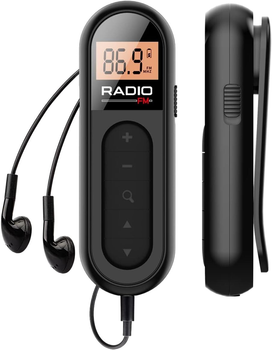 Portable FM Pocket Radio Mini Walkman Digital LCD Screen with 3.5mm Earphone USA