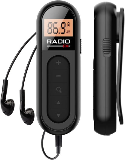 Portable FM Pocket Radio Mini Walkman Digital LCD Screen with 3.5mm Earphone USA