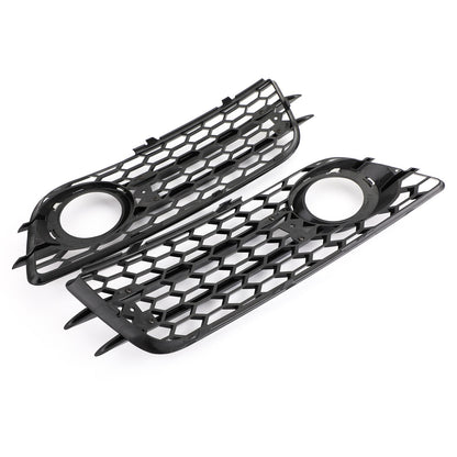 Black Honeycomb Style Fog Light Grill Bumper For Audi A4 S-LINE S4 2008-2012