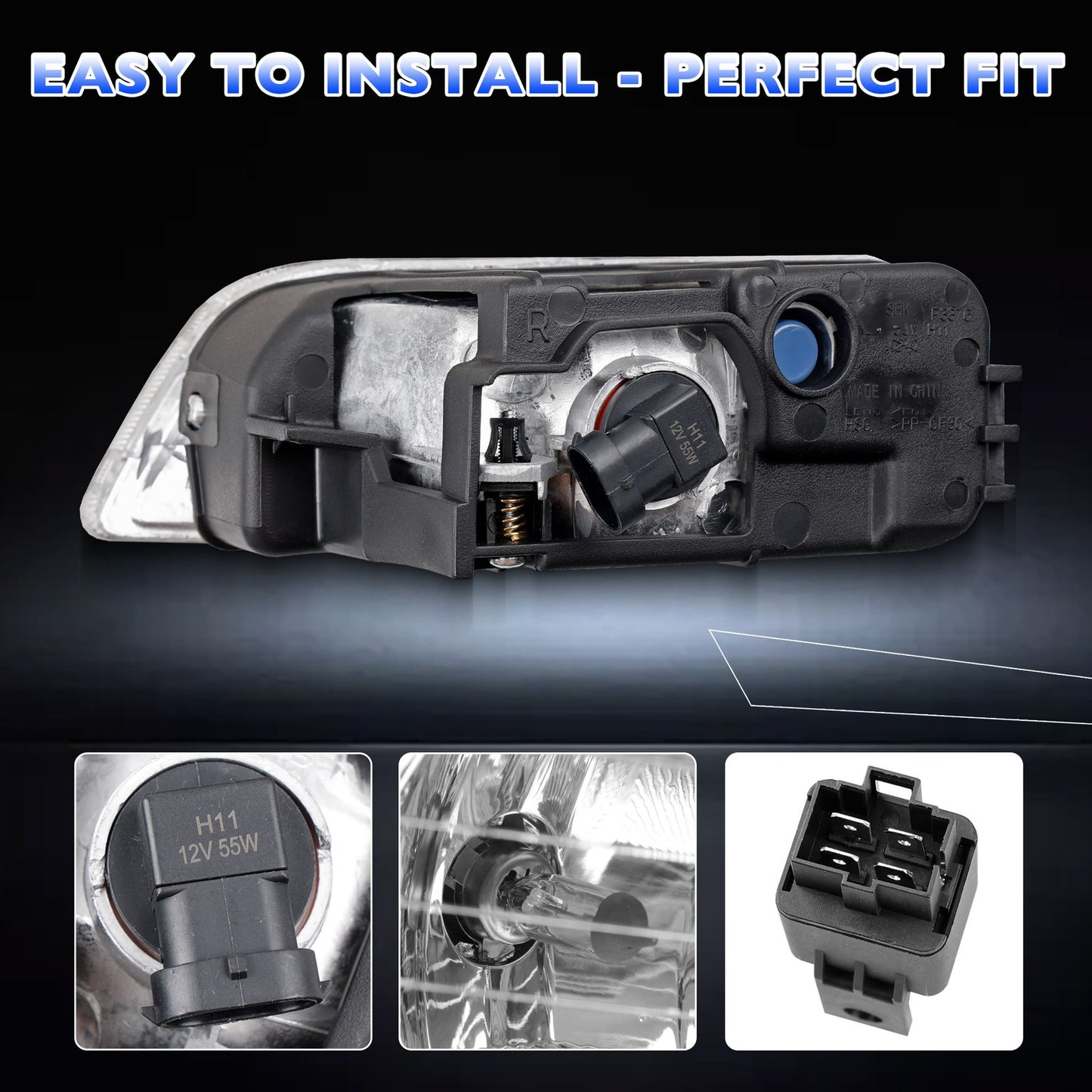 Front Fog Headlight Lamp w/ Bulbs & Harness Kit For 03-07 Honda Accord 4-Door