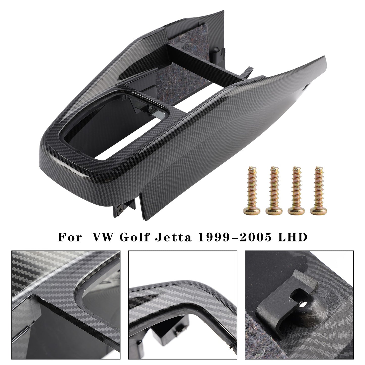 Car Center Console Trim 1J1863201D For VW Golf Jetta Carbon Fiber Pattern