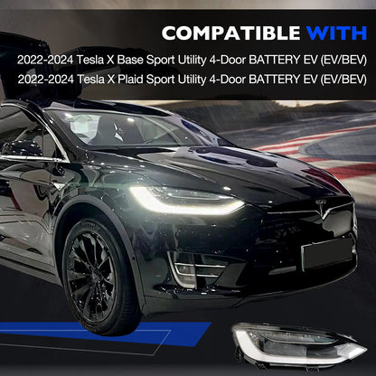 LED Headlight Assy Front Right Passenger Side For 2022-2024 Tesla Model X Plaid