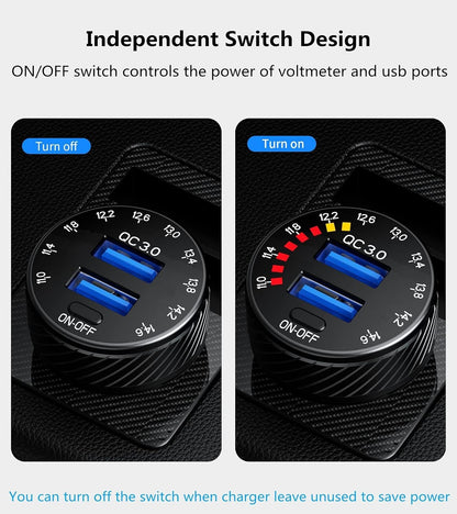 36W Car Cigarette Lighter Socket Dual USB Fast Charger Power LED Adapter Outlet