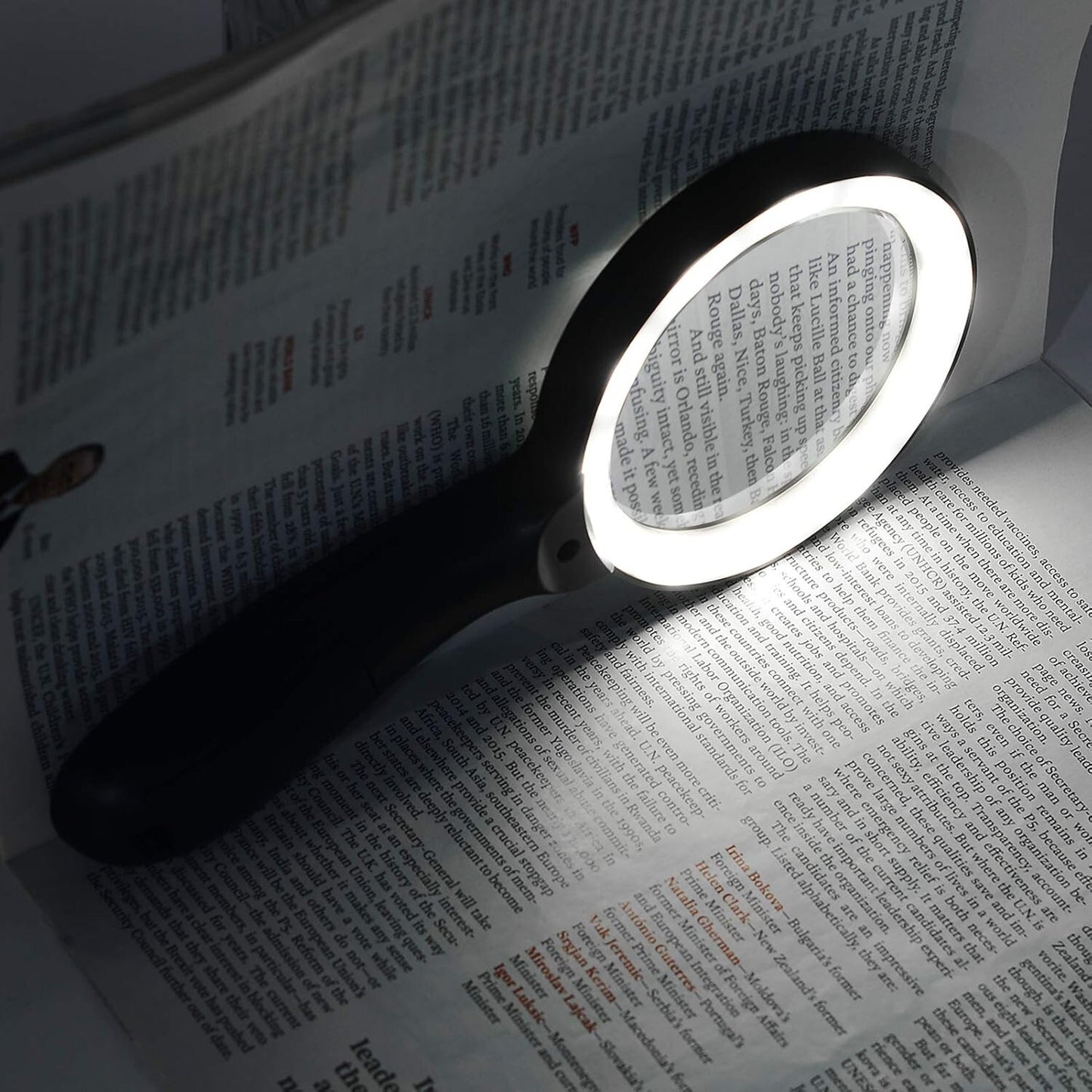 Magnifying Glass with Light, 10X Handheld Large Magnifying Glass 12 LED Illumina