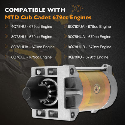 Electric Starter Motor Fit for MTD Cub Cadet 679cc Engines 4Q78HU 8Q78HU 8Q78HUA