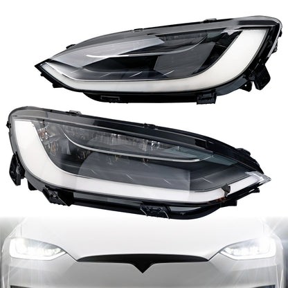 2x LED Headlight Assy Driver Passenger Side For 2022-2024 Tesla Model X Plaid
